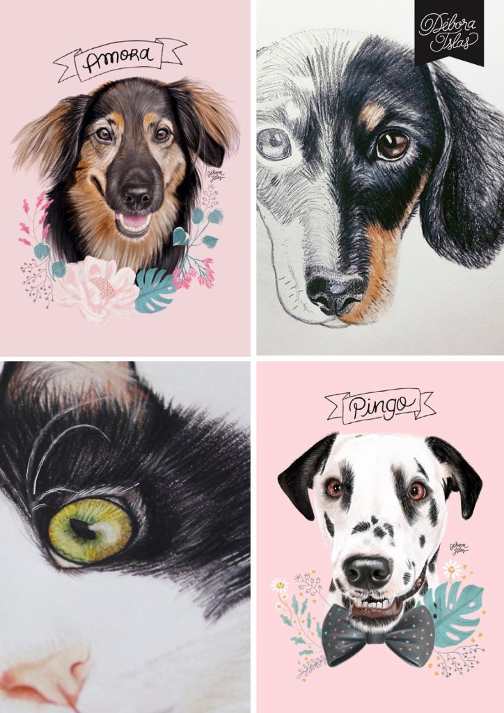 ilustrações de cachorro por Debora Islas