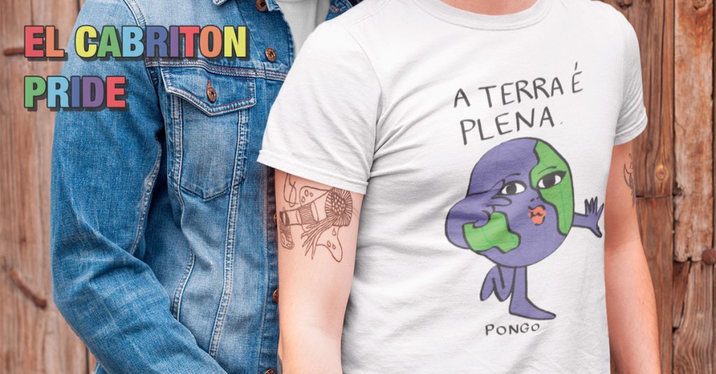 dois meninos, um deles vestindo camiseta branca com estampa "A Terra é plena"